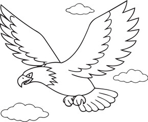 Obraz premium flying bald eagle line art silhouette vector, eagle line art illustration, eagle line art clipart