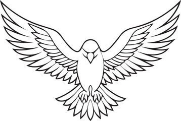 Obraz premium flying bald eagle line art silhouette vector, eagle line art illustration, eagle line art clipart