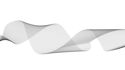 Abstract black wave lines on white background. Stylized line art background. Vector illustration. Wave with lines created using blend tool.