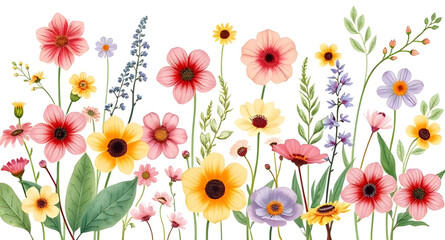 floral elements pack, color burst flowers, exotic blossoms collection, garden blossoms set, botanical illustrations set, beautiful flower pack, mixed flower collection, cheerful floral icons, colorful