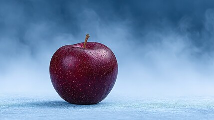 Single, vibrant red  against a misty backdrop.