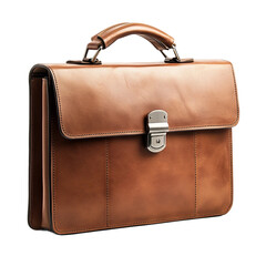 Elegant brown leather briefcase, perfect for professionals, conveying sophistication and style for business meetings. [Transparent Background PNG]