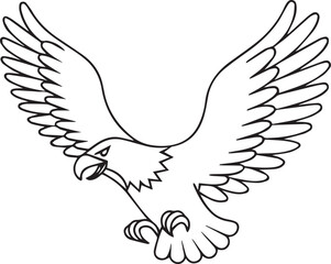 Fototapeta premium flying bald eagle line art silhouette vector, eagle line art illustration, eagle line art clipart