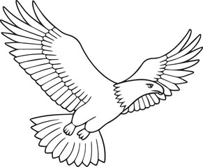 Obraz premium flying bald eagle line art silhouette vector, eagle line art illustration, eagle line art clipart