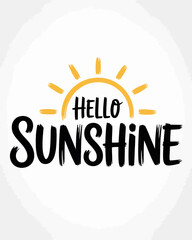 Handwritten type lettering composition of Hello Sunshine with hand drawn sun