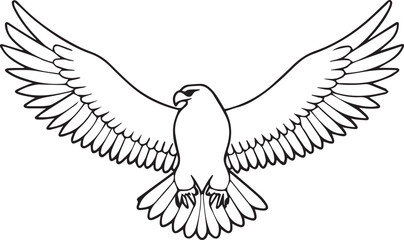 Fototapeta premium flying bald eagle line art silhouette vector, eagle line art illustration, eagle line art clipart