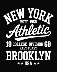 New York, Brooklyn typography, badges set for t-shirt print. Varsity style t-shirt graphics

