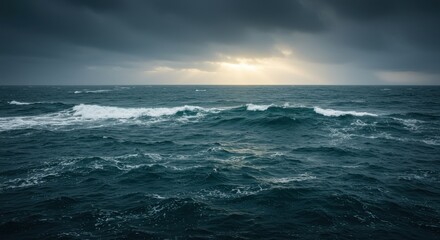 Dramatic Ocean Waves Under a Stormy Sky