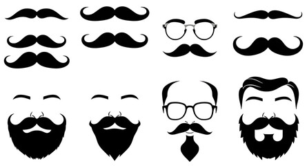 vector mustache set
