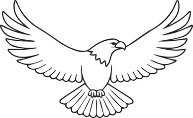 Obraz premium flying bald eagle line art silhouette vector, eagle line art illustration, eagle line art clipart