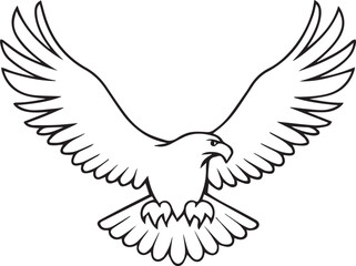 Obraz premium flying bald eagle line art silhouette vector, eagle line art illustration, eagle line art clipart