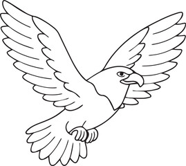 Fototapeta premium flying bald eagle line art silhouette vector, eagle line art illustration, eagle line art clipart