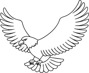 Obraz premium flying bald eagle line art silhouette vector, eagle line art illustration, eagle line art clipart