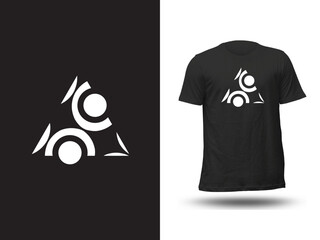 Futuristic Abstract Circle & Triangle T-Shirt – Modern Geometric Black and White Design Tee