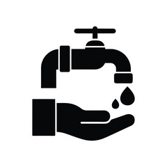 Hand water faucet clean hygiene healthy icon on white background