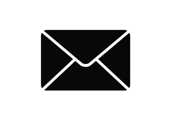 Email mail silhouette. This image shows a black envelope outline, a symbol for email and mail. Vector clipart illustration design.