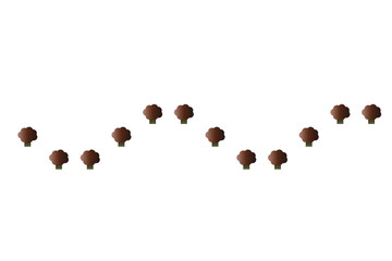 もくもくとした木のカーブする装飾線