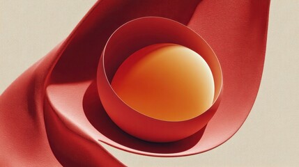 Abstract Sphere Red Curve: Modern Background Texture, Creative 3D Design, Geometric Shape.