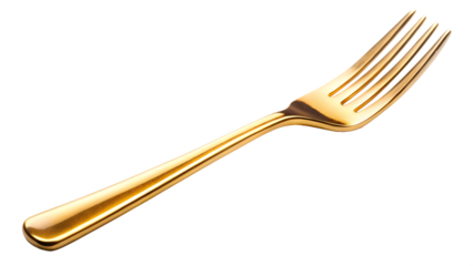 golden fork isolated on white background