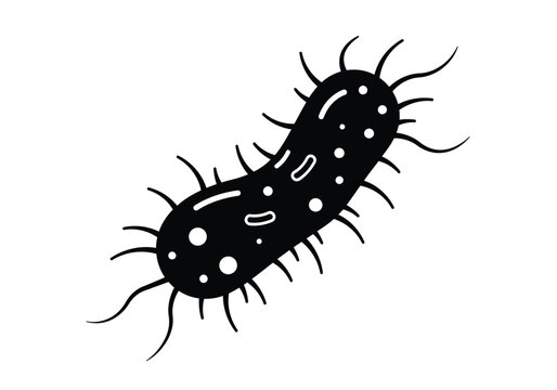 Bacteria silhouette. This image shows a bacteria cell outline, possibly E. coli, as a symbol for infections. Vector clipart illustration design.