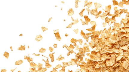 flakes top view on white background