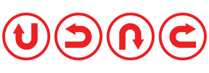 Vector U-Turn Road sign with turn symbol. Arrow, direction, U Turn icon.