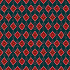 Vintage Ethnic Diamond Motif – Seamless Pattern, Repeating Geometric Fabric Print – Traditional Diamond Pattern in vibrant Colors, Geometric Diamond Seamless Pattern 