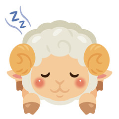 うつ伏せで眠るヒツジのイラスト