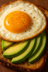 Avocado Toast with Sunny-Side-Up Egg – Healthy Breakfast Close-Up

