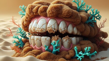 Dental calculus: teeth encrusted in sugar and coral