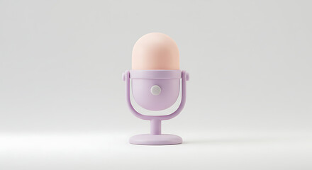 Pastel Microphone: Lilac Base, Peach Top, Soft Light, Minimalist Design