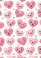 Fototapeta premium Blushing Hearts Watercolor Pattern