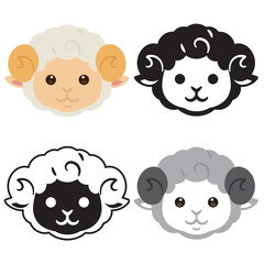 ヒツジの顔アイコンセット