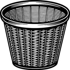 Woven trash can black silhouette vector illustration