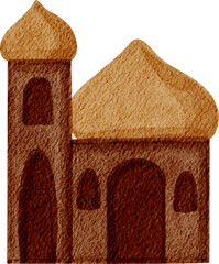 watercolor illustration of eid al adha mosque