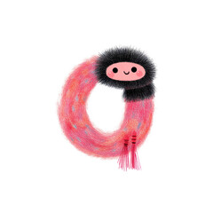 Fototapeta premium Adorable Pink Fuzzy Creature Forming a Circle