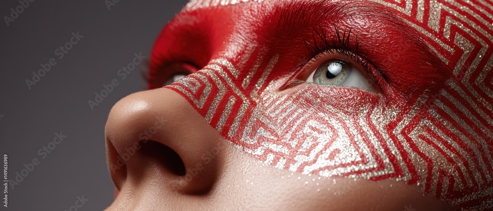 Aufkleber avant-garde digital beauty metallic geometric makeup transforming creative expression with high-tech