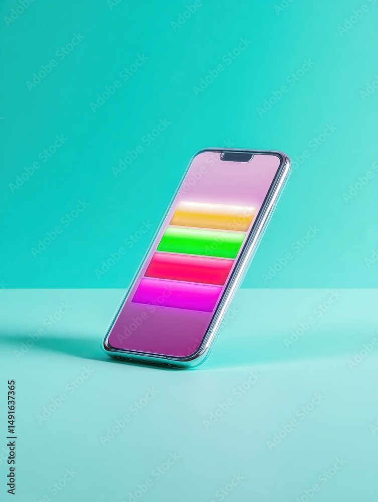 Aufkleber Vibrant Digital Interface Next-Gen Smartphone Visualization with Gradient Color Battery Performance Display - Minimalist Tech Innovation for Modern Productivity
