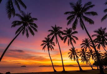 Obraz premium Twilight Palms AI Generated