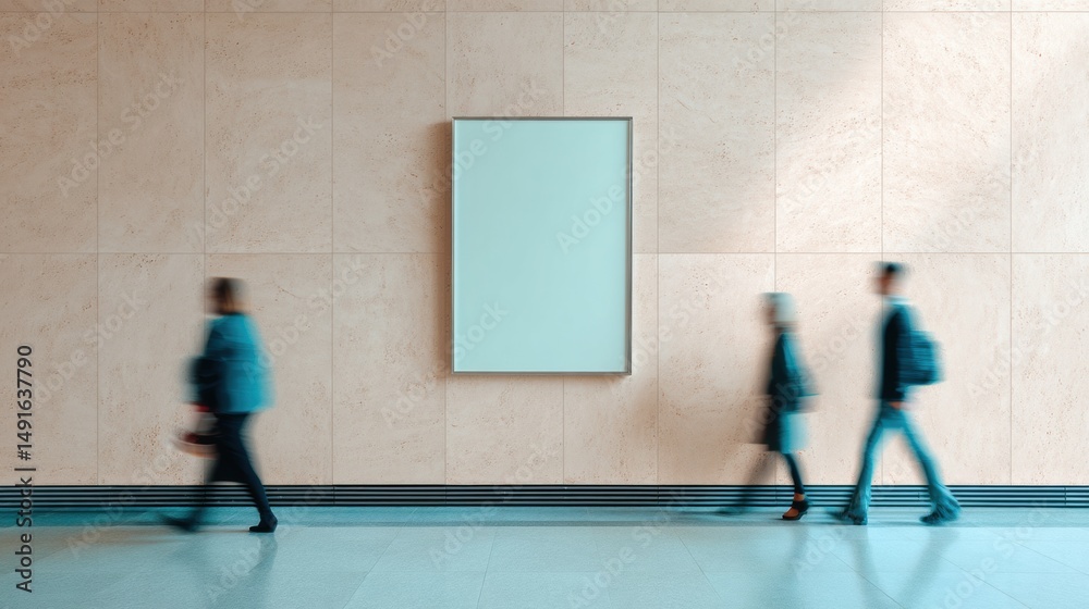 Poster minimalist corporate flow dynamic urban workspace mockup with motion blur, flexible design and innov