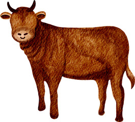 watercolor illustration of eid al adha cow