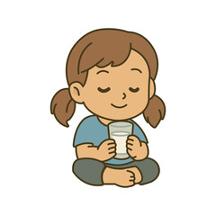 girl drink fresh milk illustration
