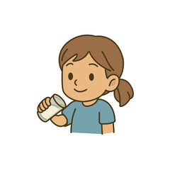 girl drink fresh milk illustration
