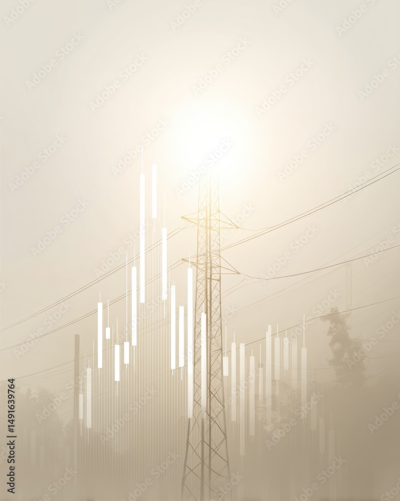 Aufkleber ethereal energy economics minimalist data visualization of power infrastructure - sustainable invest