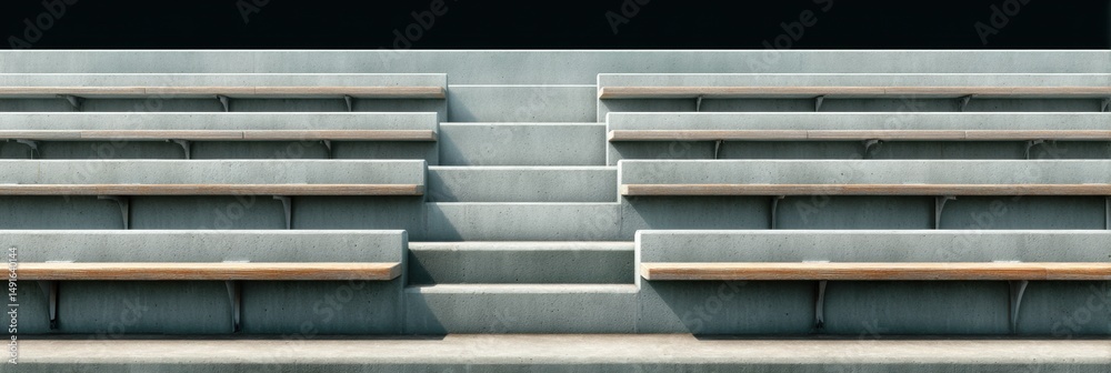 Fototapete Minimalist Stadium Architecture Empty Bleachers Revealing Structural Symmetry - Urban Design Insight for Event Space Branding and Spatial Narrative