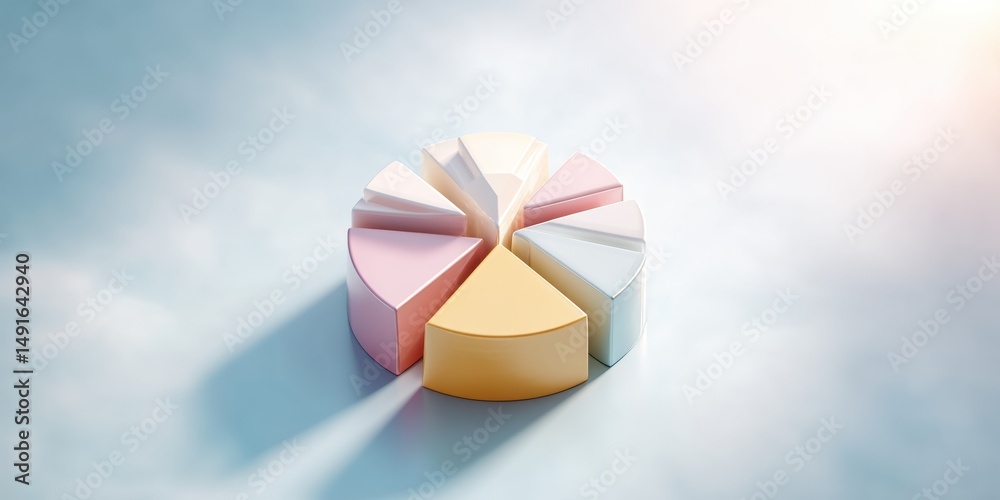 Poster Pastel Gradient Pie Chart Minimalist Data Visualization Showcasing Business Intelligence with Soft Aesthetic Design for Modern Analytics and Strategic Decision-Making