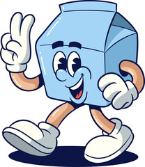 Retro Milk Carton Mascot Illustration