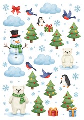 Watercolor Winter Wonderland: Festive Charm