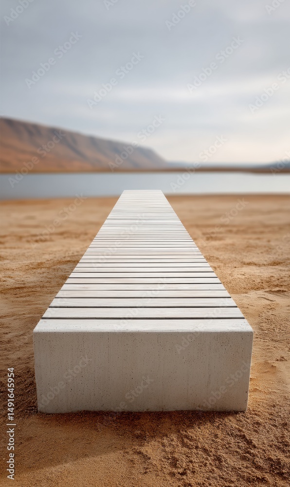 Poster minimalist desert pathway architectural concrete walkway exploring liminal spaces - innovative desig