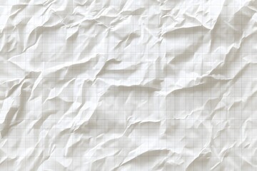Obraz premium Crumpled white graph paper with faint grid lines.